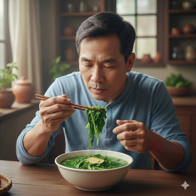 Rau cải bẹ xanh chữa bệnh gút